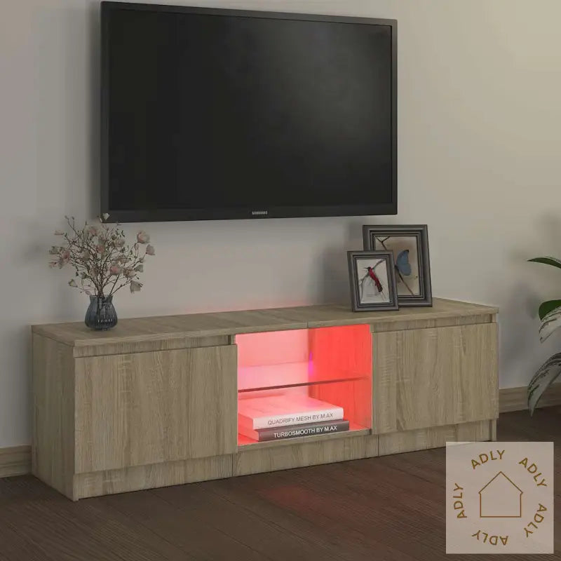Tv-Benk Med Led-Lys Sonoma Eik 120X30X36 Cm
