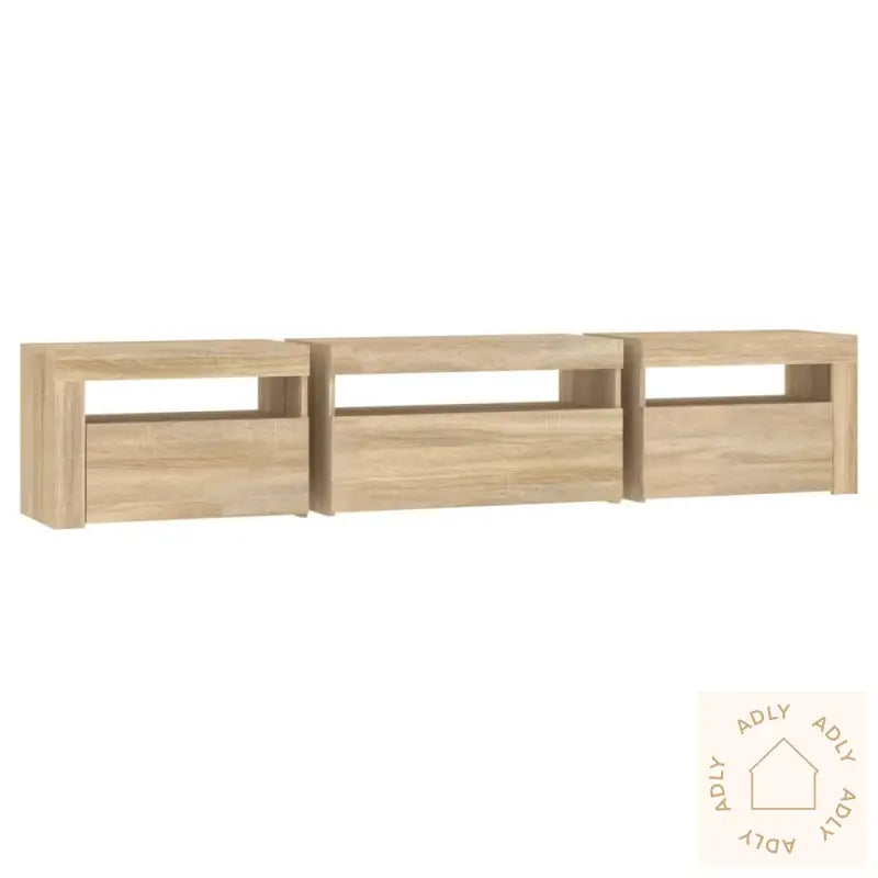 Tv-Benk Med Led-Lys Sonoma Eik 195X35X40 Cm