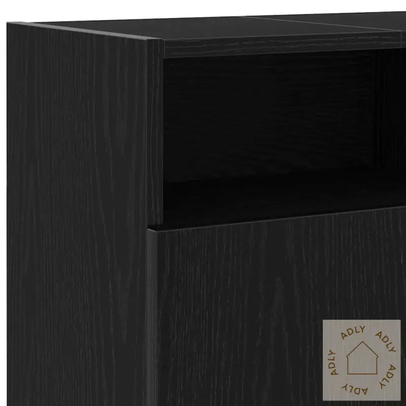 Tv-Benk Med Led-Lys Svart Eik 120X30X50 Cm Konstruert Tre