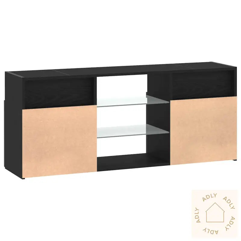 Tv-Benk Med Led-Lys Svart Eik 120X30X50 Cm Konstruert Tre