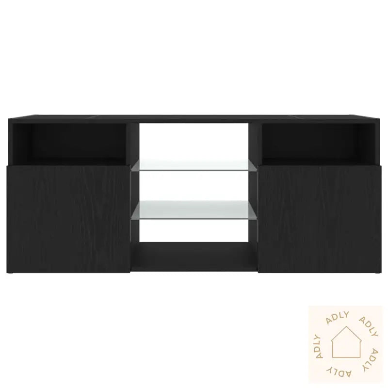 Tv-Benk Med Led-Lys Svart Eik 120X30X50 Cm Konstruert Tre