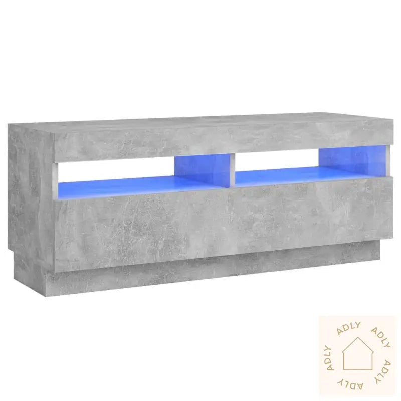 Tv-Benk Med Led-Lys Betonggrå 100X35X40 Cm