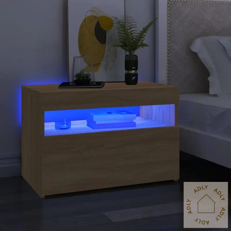 Tv-Benk Med Led-Lys Sonoma Eik 60X35X40 Cm
