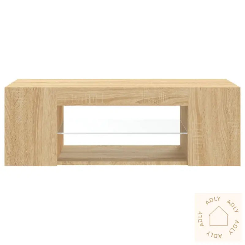 Tv-Benk Med Led-Lys Sonoma Eik 90X39X30 Cm