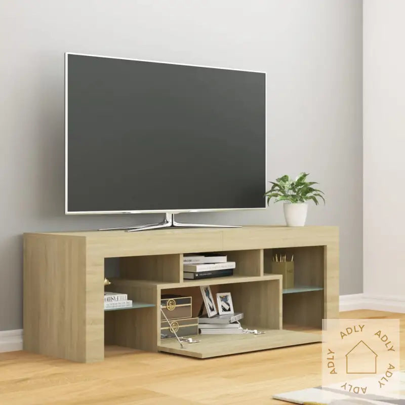 Tv-Benk Med Led-Lys Sonoma Eik 120X35X40 Cm