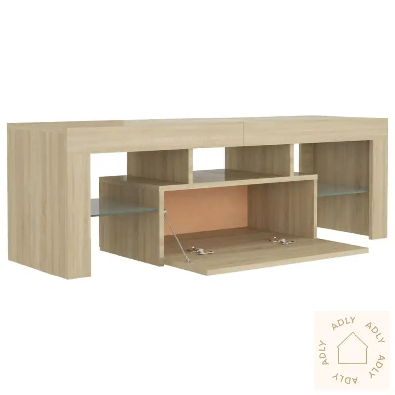 Tv-Benk Med Led-Lys Sonoma Eik 120X35X40 Cm