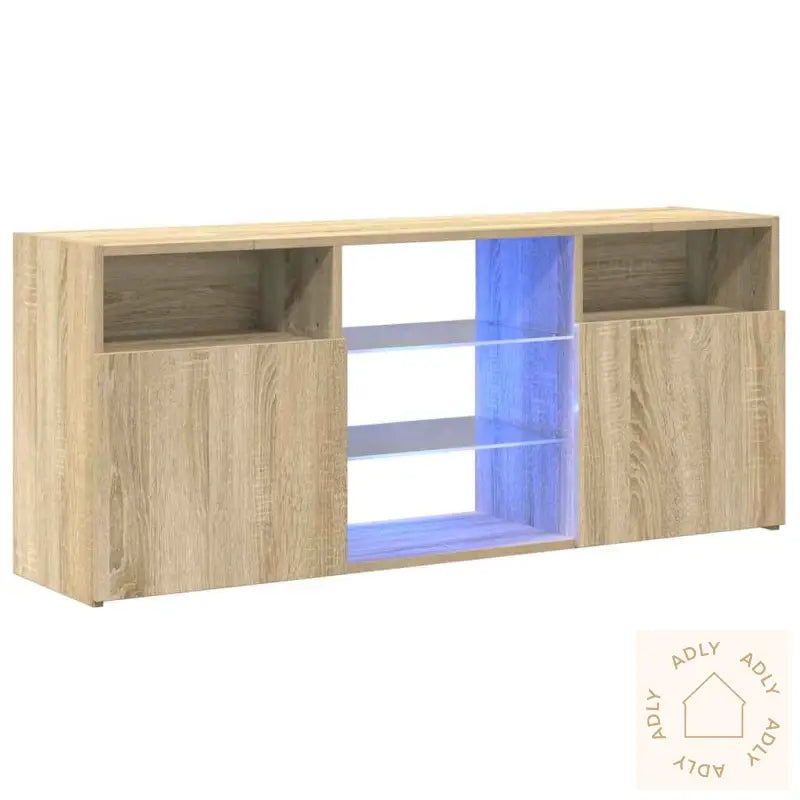 Tv-Benk Med Led-Lys Sonoma Eik 120X30X50 Cm