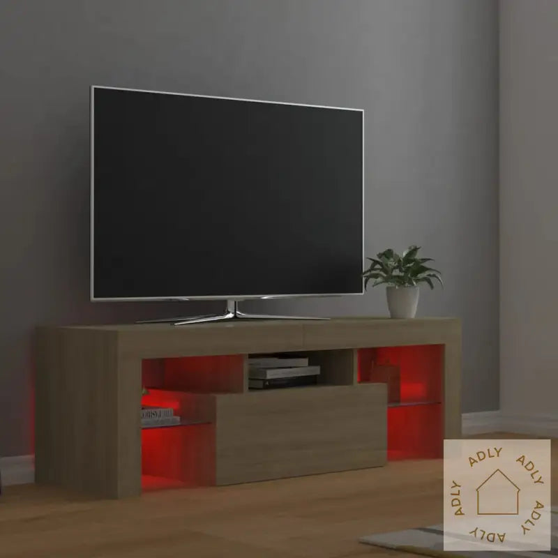 Tv-Benk Med Led-Lys Sonoma Eik 120X35X40 Cm
