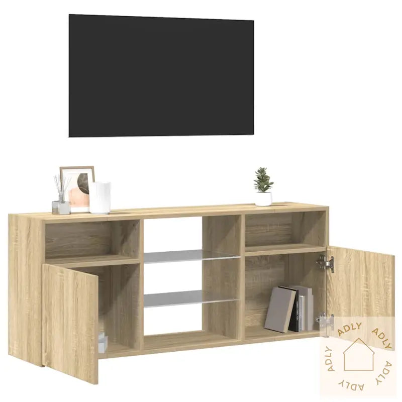 Tv-Benk Med Led-Lys Sonoma Eik 120X30X50 Cm