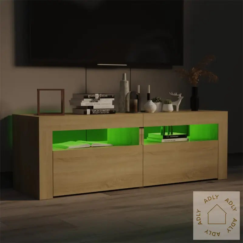 Tv-Benk Med Led-Lys Sonoma Eik 120X35X40 Cm