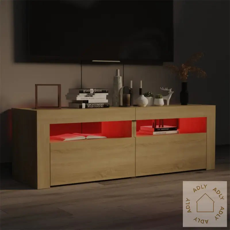 Tv-Benk Med Led-Lys Sonoma Eik 120X35X40 Cm