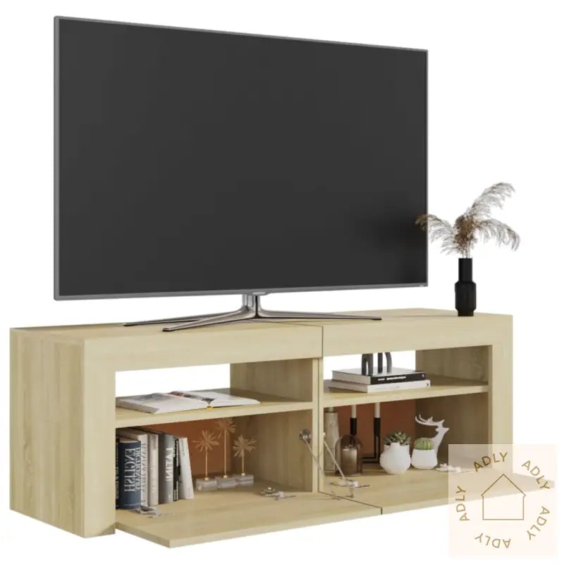 Tv-Benk Med Led-Lys Sonoma Eik 120X35X40 Cm