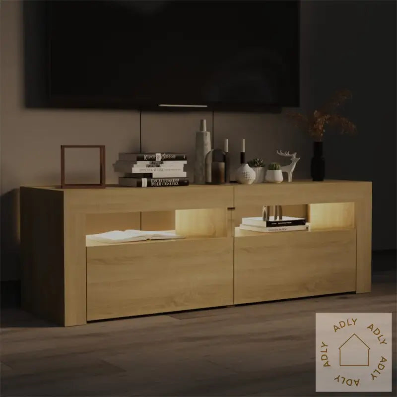 Tv-Benk Med Led-Lys Sonoma Eik 120X35X40 Cm