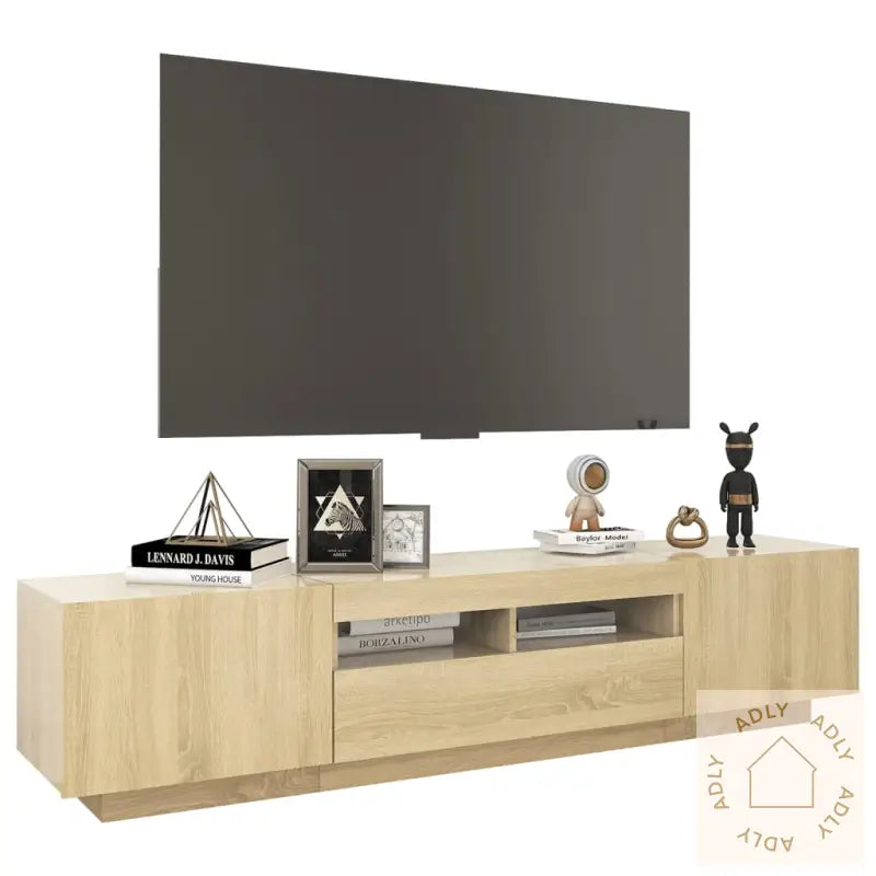 Tv-Benk Med Led-Lys Sonoma Eik 180X35X40 Cm