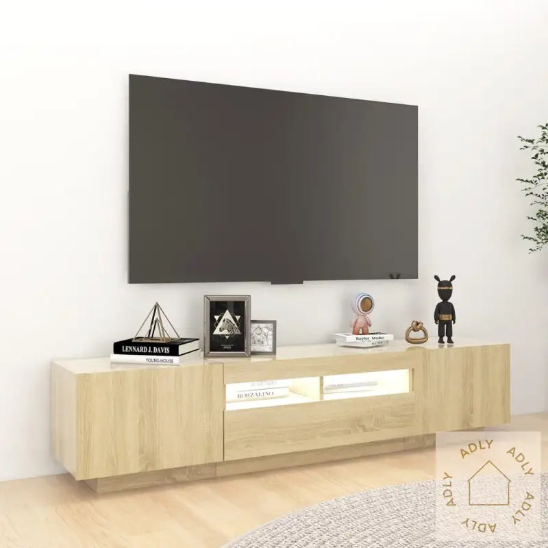 Tv-Benk Med Led-Lys Sonoma Eik 180X35X40 Cm