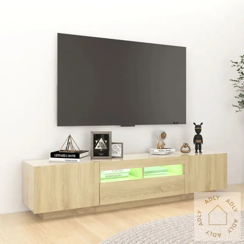 Tv-Benk Med Led-Lys Sonoma Eik 180X35X40 Cm
