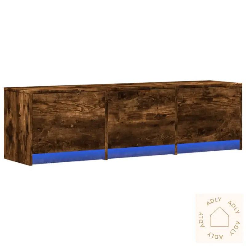 Tv-Benk Med Led Røkt Eik 140X34X40 Cm Konstruert Tre