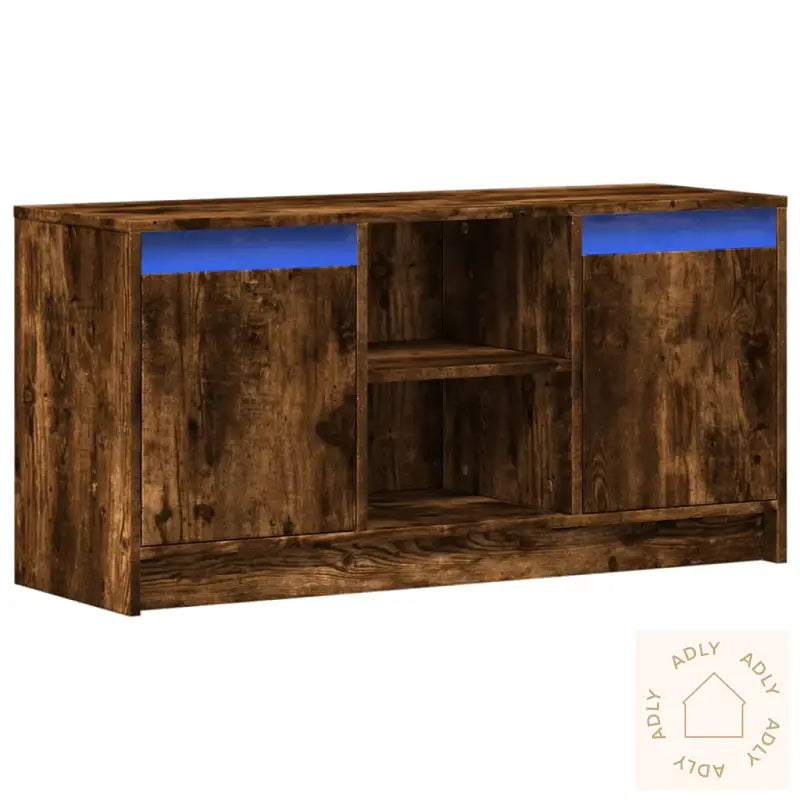 Tv-Benk Med Led Røkt Eik 100X34X50 Cm Konstruert Tre