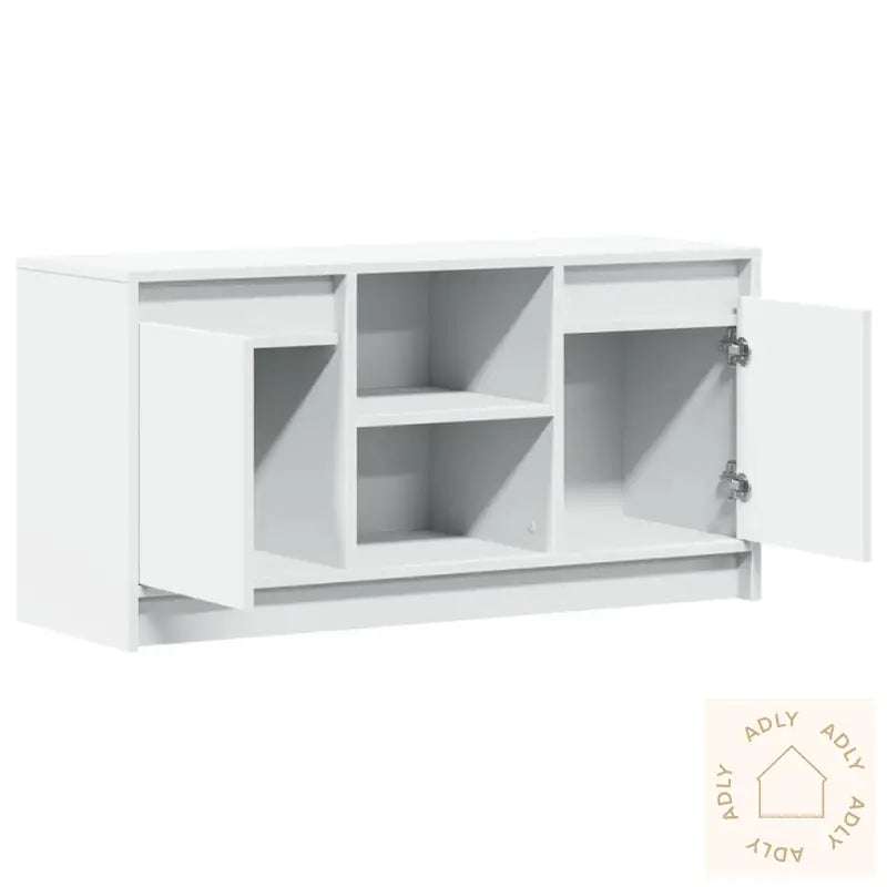 Tv-Benk Med Led Hvit 100X34X50 Cm Konstruert Tre