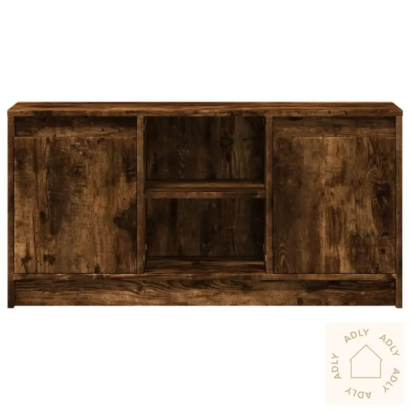 Tv-Benk Med Led Røkt Eik 100X34X50 Cm Konstruert Tre