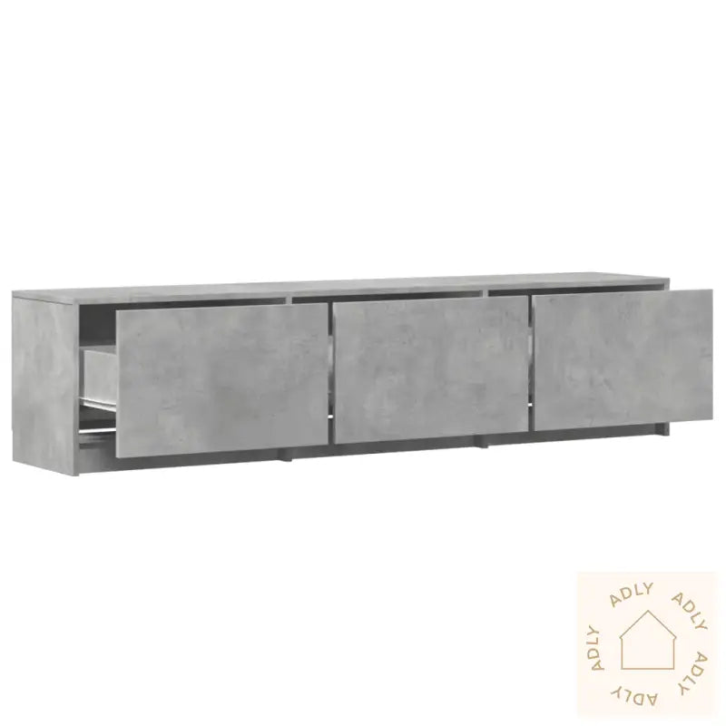 Tv-Benk Med Led Betonggrå 165X34X40 Cm Konstruert Tre
