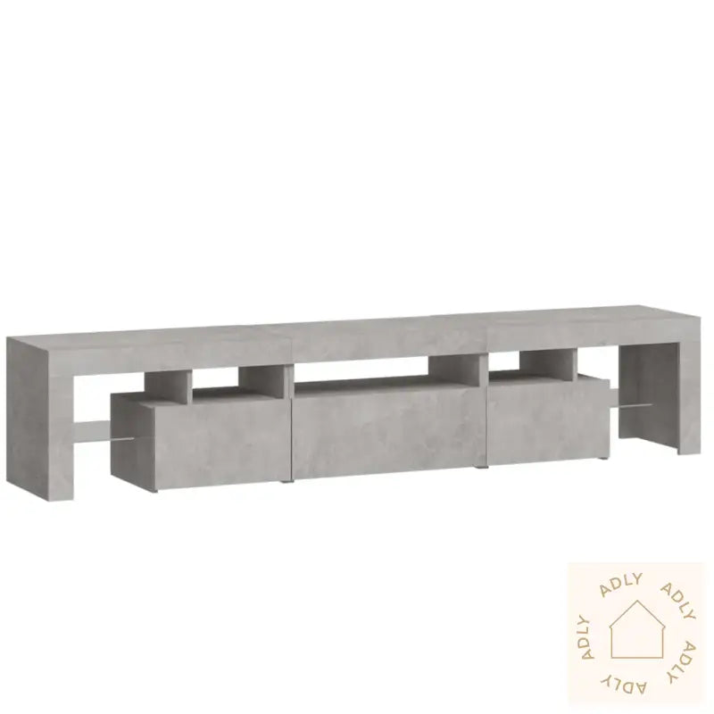 Tv-Benk Med Led-Lys Betonggrå 200 X 36,5 X 40 Cm