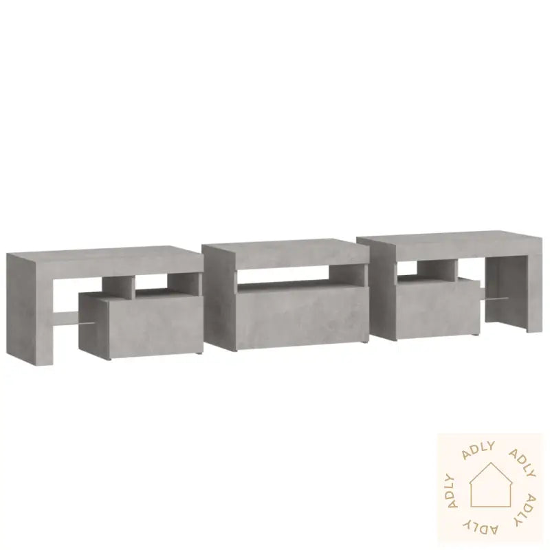 Tv-Benk Med Led-Lys Betonggrå 200 X 36,5 X 40 Cm