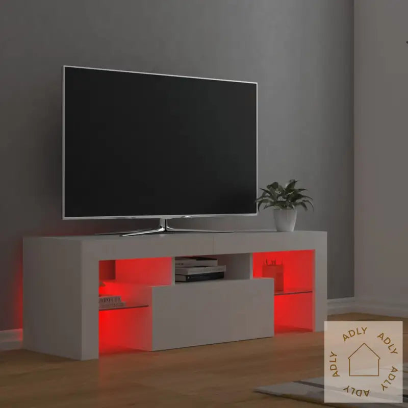 Tv-Benk Med Led-Lys Hvit 120X35X40 Cm