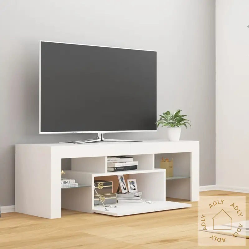 Tv-Benk Med Led-Lys Hvit 120X35X40 Cm