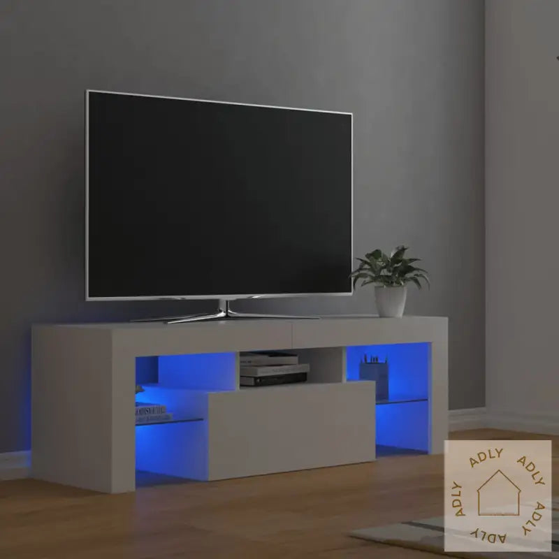 Tv-Benk Med Led-Lys Hvit 120X35X40 Cm