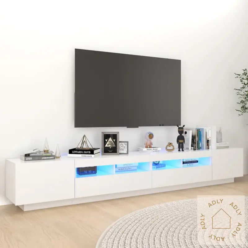 Tv-Benk Med Led-Lys Hvit 260X35X40 Cm