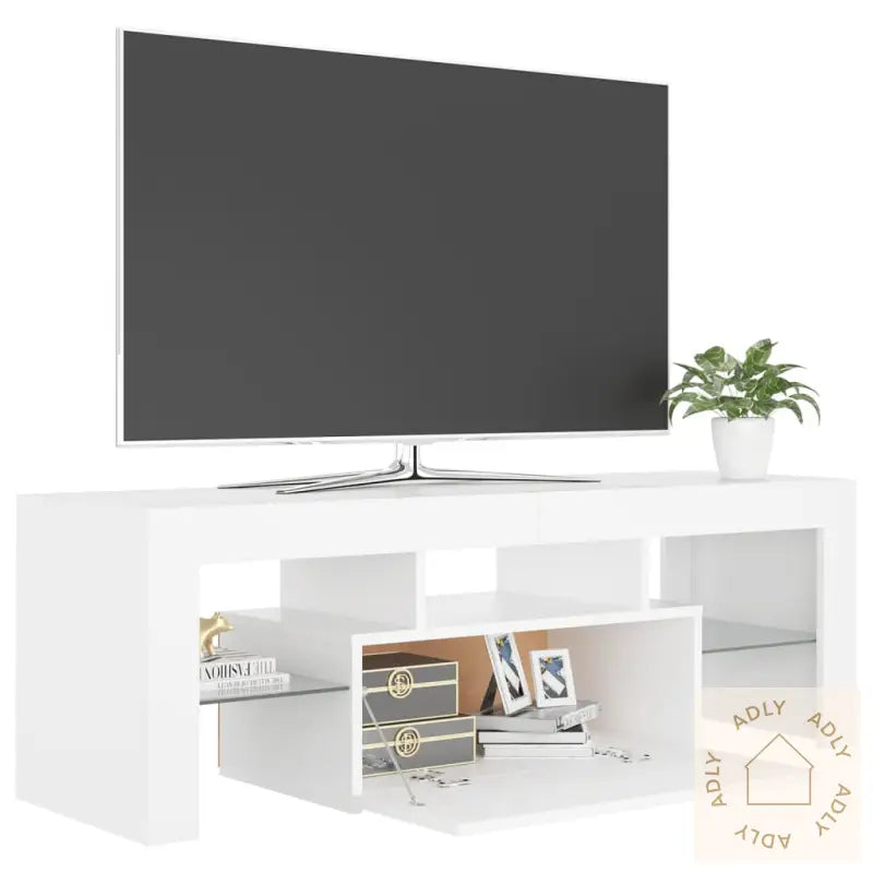 Tv-Benk Med Led-Lys Hvit 120X35X40 Cm