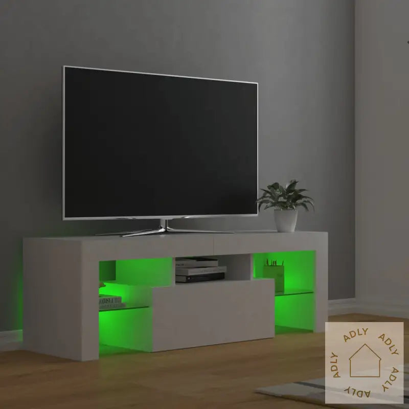 Tv-Benk Med Led-Lys Hvit 120X35X40 Cm