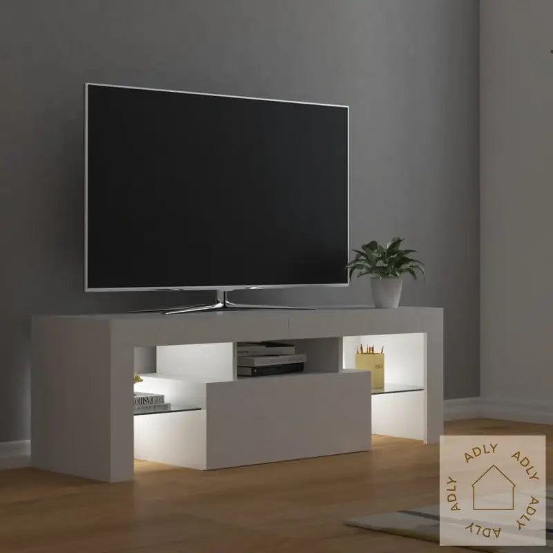 Tv-Benk Med Led-Lys Hvit 120X35X40 Cm