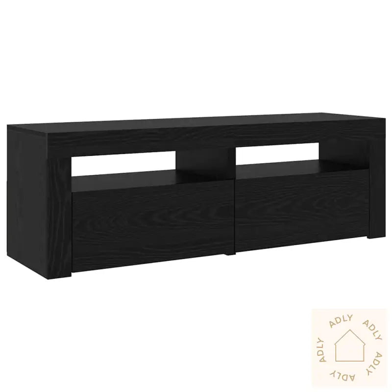 Tv Skap 2 Stk Med Led Lys Svart Eik Konstruert Tre