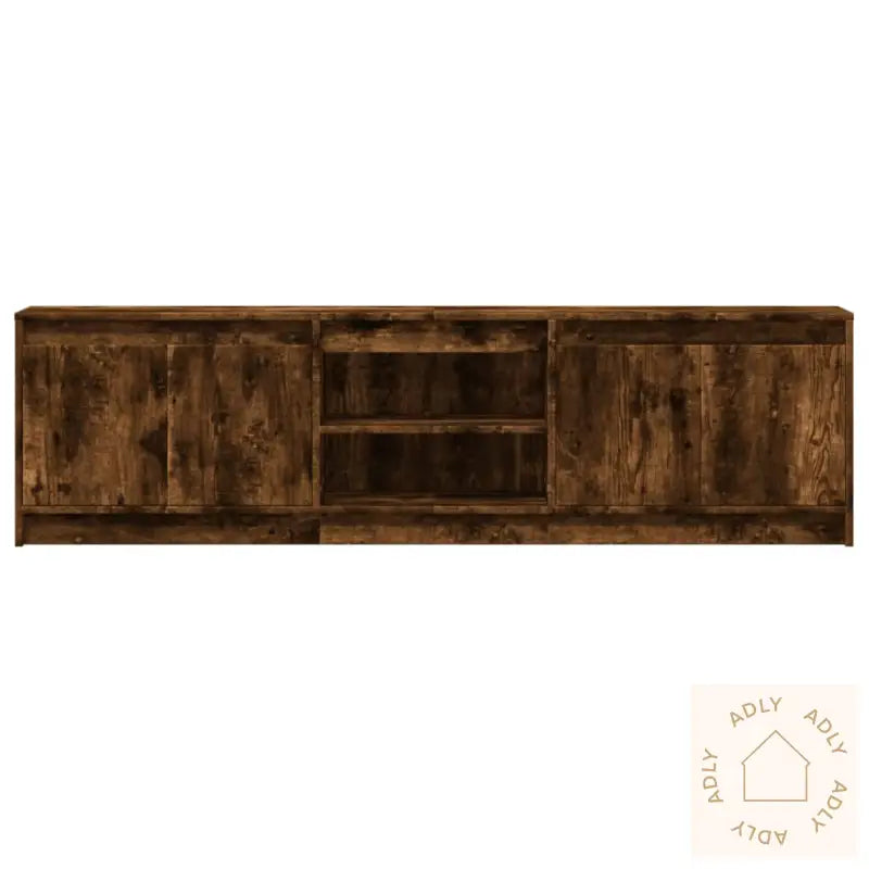 Tv-Benk Med Led Røkt Eik 180X34X50 Cm Konstruert Tre