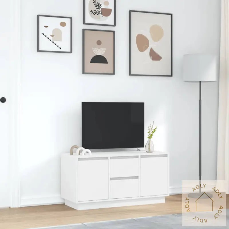 Tv-Benk Med Led-Lys Hvit 100X41X50 Cm