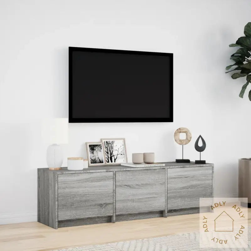 Tv-Benk Med Led Grå Sonoma 140X34X40 Cm Konstruert Tre