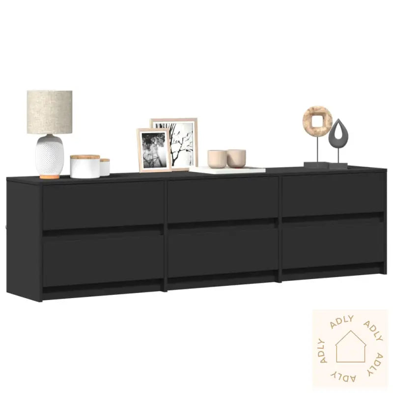 Tv-Benk Med Led Svart 180X34X50 Cm Konstruert Tre