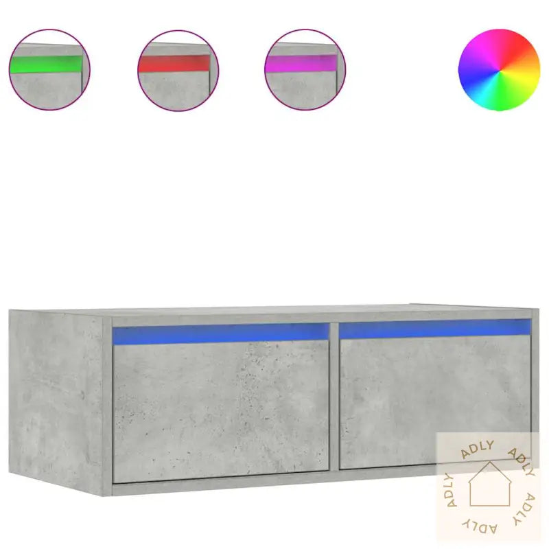 Tv-Benk Med Led-Lys Betonggrå 75X35,5X25 Cm