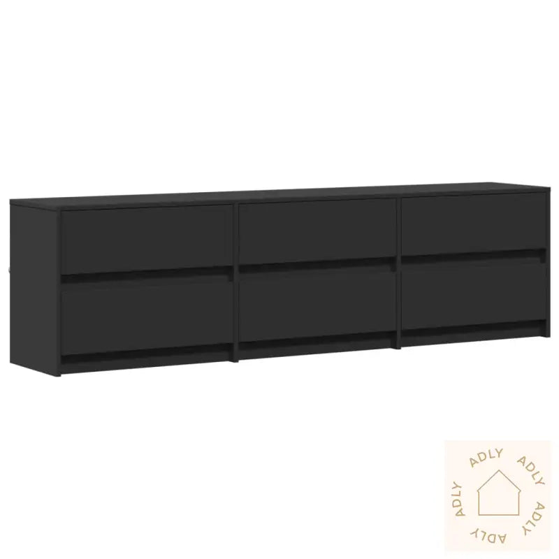 Tv-Benk Med Led Svart 180X34X50 Cm Konstruert Tre