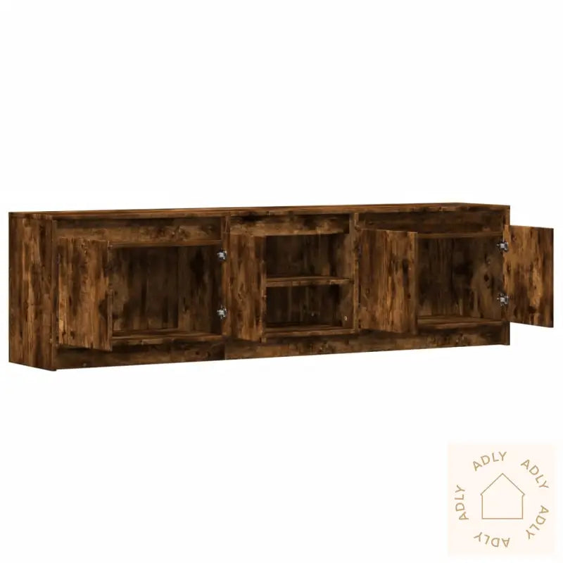 Tv-Benk Med Led Røkt Eik 180X34X50 Cm Konstruert Tre