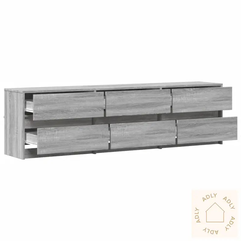 Tv-Benk Med Led Grå Sonoma 180X34X50 Cm Konstruert Tre