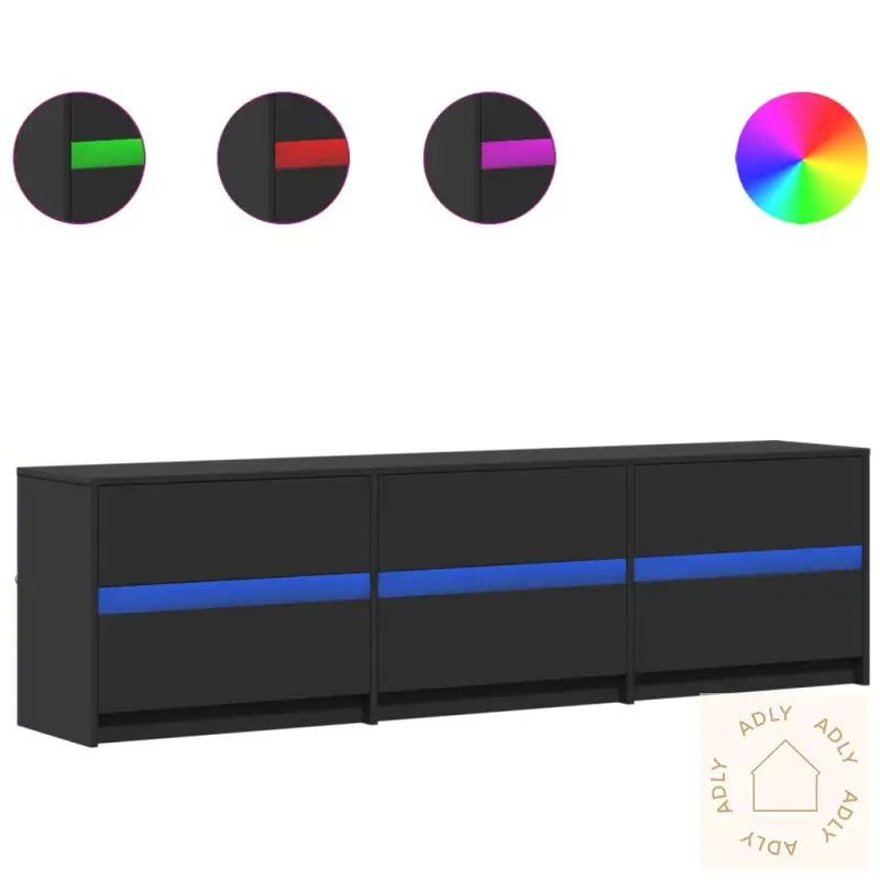 Tv-Benk Med Led Svart 180X34X50 Cm Konstruert Tre