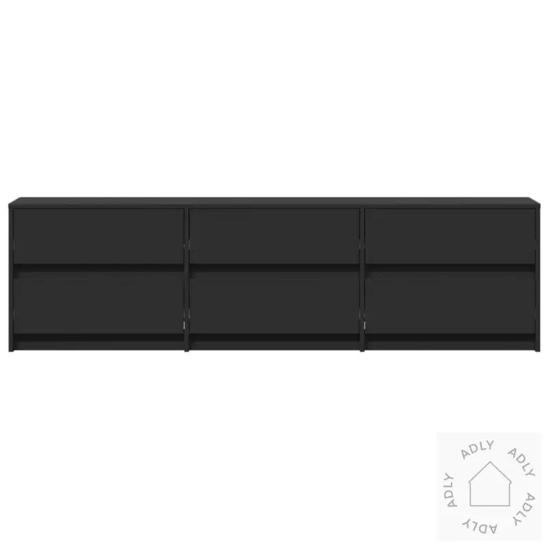 Tv-Benk Med Led Svart 180X34X50 Cm Konstruert Tre