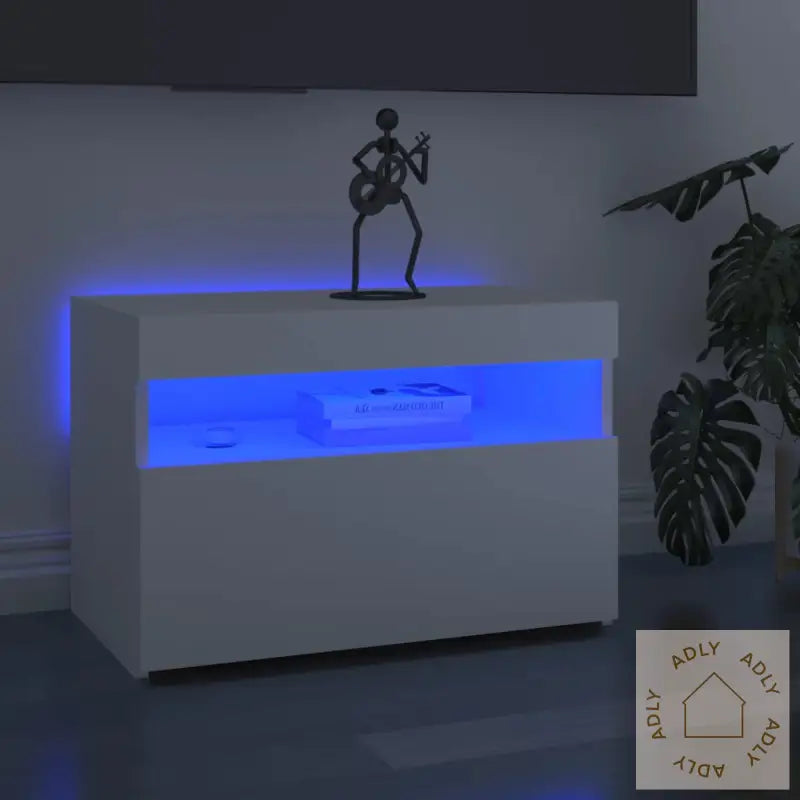 Tv-Benk Med Led-Lys Hvit 60X35X40 Cm
