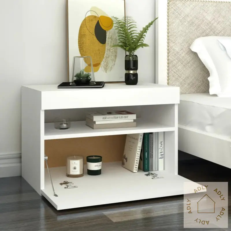 Tv-Benk Med Led-Lys Hvit 60X35X40 Cm