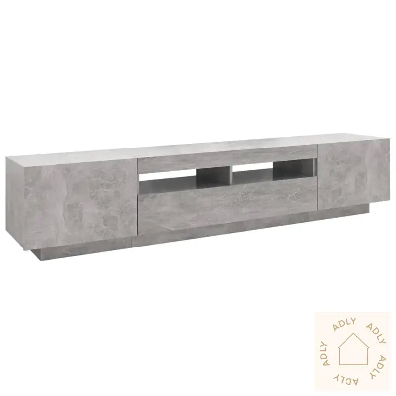 Tv-Benk Med Led-Lys Betonggrå 200X35X40 Cm