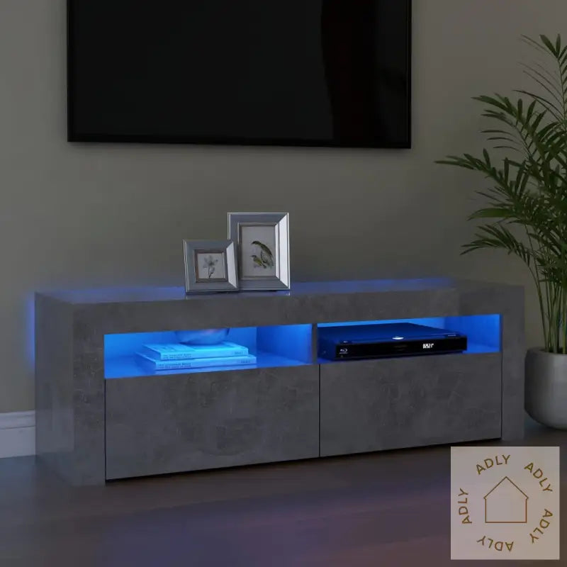 Tv-Benk Med Led-Lys Betonggrå 120X35X40 Cm