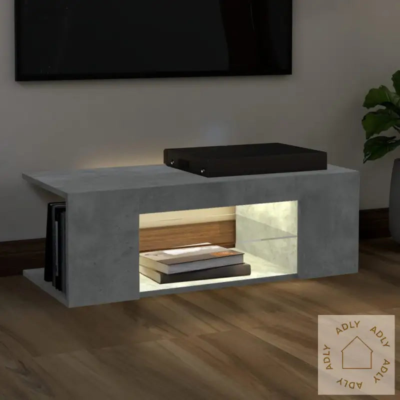 Tv-Benk Med Led-Lys Betonggrå 90X39X30 Cm
